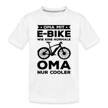 Oma Mit Mountainbike Wie Ein Oma Fahrrad Fahrräder - Kinder Premium Bio T-Shirt - Weiß - Vorne