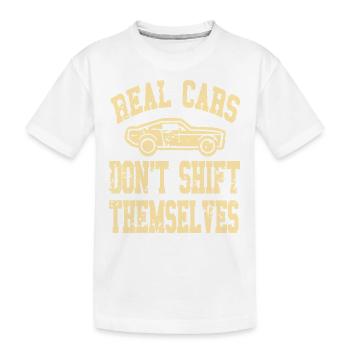 Real Cars Don’t Shift Themselves Manual Pride - Kinder Premium Bio T-Shirt - Weiß - Vorne