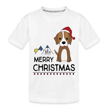 Noël drôle avec un chien pour des amis - T-shirt bio Premium Enfant - blanc - Devant