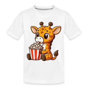 Kino Fan Giraffe isst Popcorn - Kinder Premium Bio T-Shirt - Weiß - Vorne