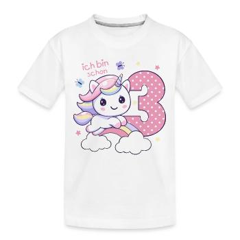 3. Geburtstag - niedliches Einhorn Mädchen - Kinder Premium Bio T-Shirt - Weiß - Vorne