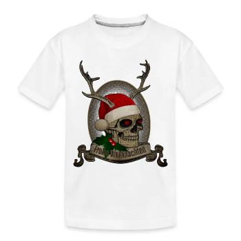 Frohe Weihnachten Totenkopf mit Geweih - Kinder Premium Bio T-Shirt - Weiß - Vorne