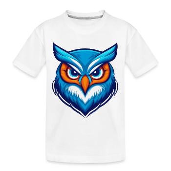 Blue Owl Esports Maskottchen-Logo - Kinder Premium Bio T-Shirt - Weiß - Vorne