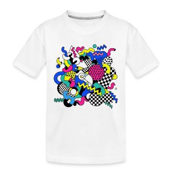 Neon Chaos Pop Art Muster - Kinder Premium Bio T-Shirt - Weiß - Vorne