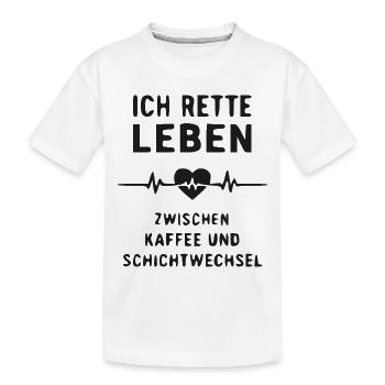 Ich rette Leben: Kaffee & Schichtwechsel - Kinder Premium Bio T-Shirt - Weiß - Vorne