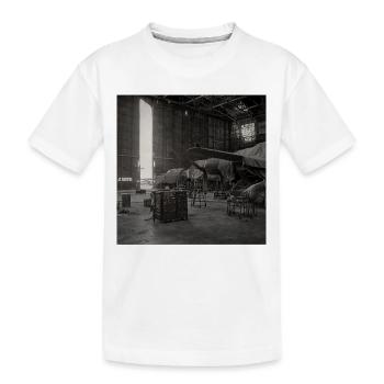 Photographie Noir dans un hangar d’avion vintage Animal - T-shirt bio Premium Enfant - blanc - Devant