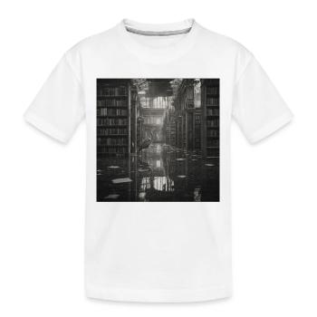 Bibliothèque Lost Place Art Noir Blanc Héron - T-shirt bio Premium Enfant - blanc - Devant