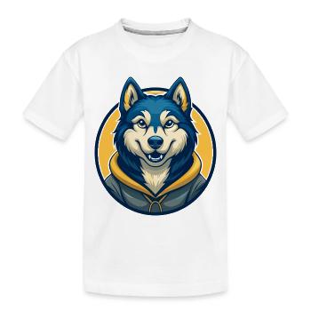 Husky Dog Kawaii Mascotte Cartoon Clipart Logo Badge - T-shirt bio Premium Enfant - blanc - Devant