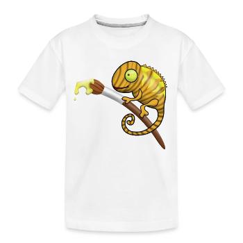 Chamaeleon mit Pinsel und Farbe. Geschenkidee - Kinder Premium Bio T-Shirt - Weiß - Vorne