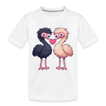 Ostrich Couple Love Couple In Love - Kids' Premium Organic T-Shirt - white - Front
