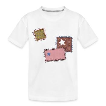 Flicken Reparatur Patchwork Stern Nähen Naht Nadel - Kinder Premium Bio T-Shirt - Weiß - Vorne