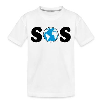 SOS – Earth Day / Klimawandel (B / 3C / SVG) - Kinder Premium Bio T-Shirt - Weiß - Vorne