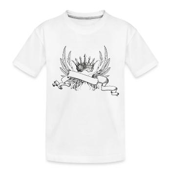 Fluegel mit Krone fuer eigenen Spruch - Kinder Premium Bio T-Shirt - Weiß - Vorne