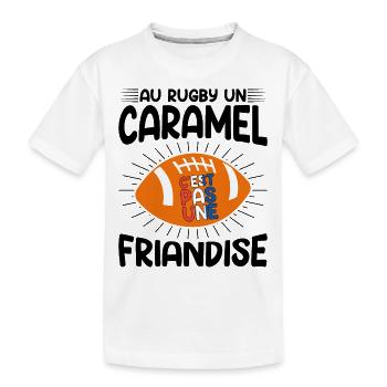 Au Rugby Un Caramel C'est Pas Une Friandise - T-shirt bio Premium Enfant - blanc - Devant