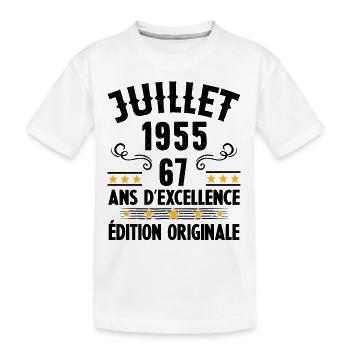 67 Ans Anniversaire Vintage Né(e) en Juillet 1955 - T-shirt bio Premium Enfant - blanc - Devant