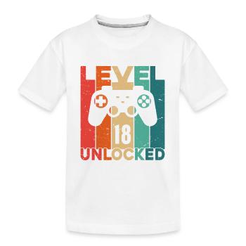 Level 18 Unlocked - Kids' Premium Organic T-Shirt - white - Front