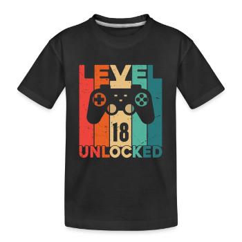 Level 18 freigeschaltet - Kinder Premium Bio T-Shirt - Schwarz - Vorne