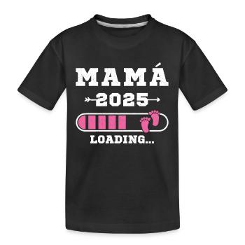 Mama 2025 werdende Mutter, die Schwangerschaft trägt - Kinder Premium Bio T-Shirt - Schwarz - Vorne