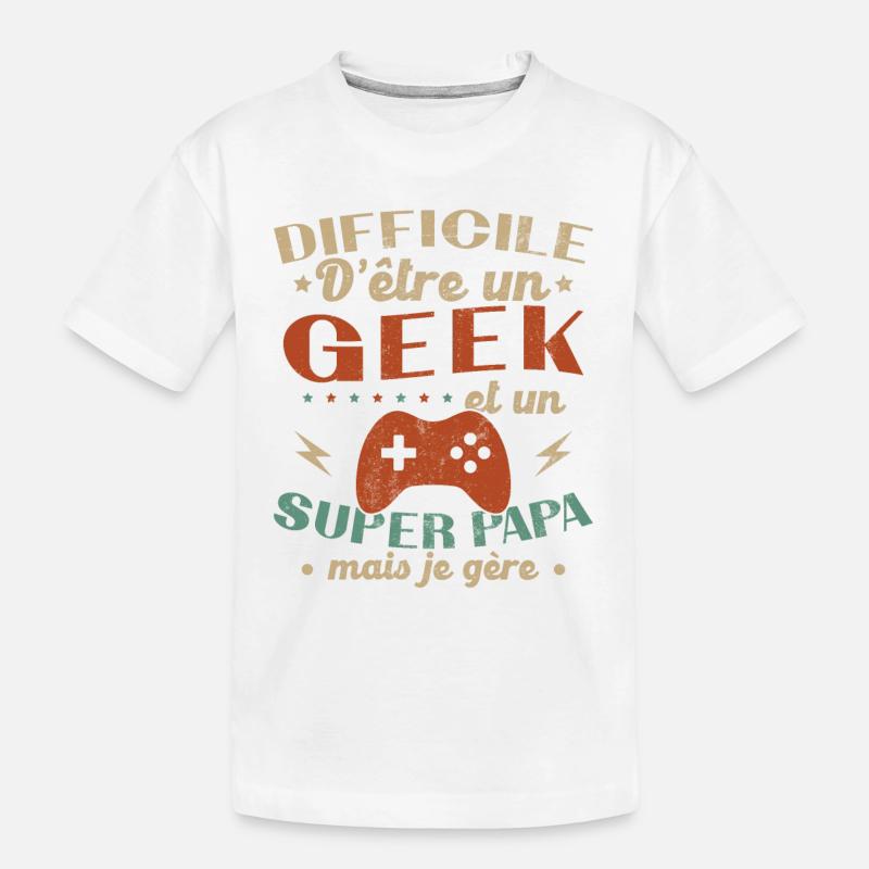 Ein Geek und ein großartiger Vater - Kinder Premium Bio T-Shirt - Weiß