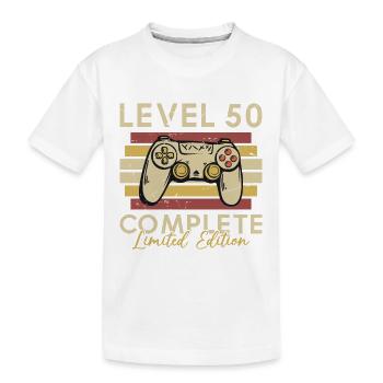 Level 50 Full - Kids' Premium Organic T-Shirt - white - Front