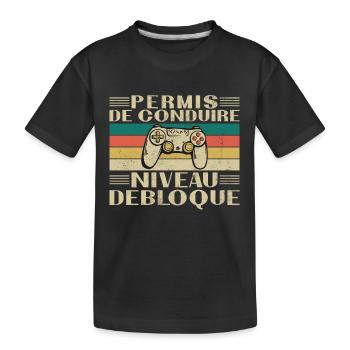 Permis de Conduire Niveau Débloqué - T-shirt bio Premium Enfant - noir - Devant