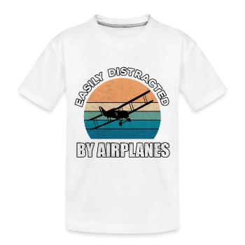 Airplane Pilot Flying Distracted I Gift - Kids' Premium Organic T-Shirt - white - Front