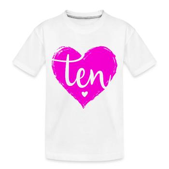 Now Ten Herz Zehn Zehnter Geburtstag Süß Mädchen - Kinder Premium Bio T-Shirt - Weiß - Vorne