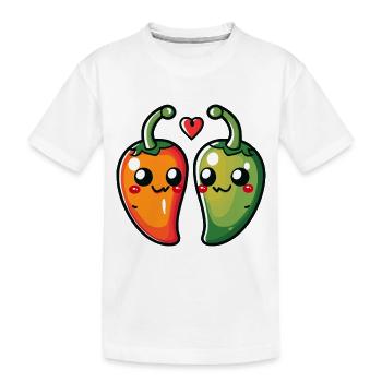 Chilli Paar Liebe Herz Valentinstag - Kinder Premium Bio T-Shirt - Weiß - Vorne
