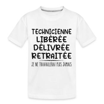 Technician celebrates her retirement with humour - Kids' Premium Organic T-Shirt - white - Front