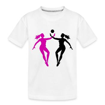 Volleyball Spielerin Silhouette - Kinder Premium Bio T-Shirt - Weiß - Vorne
