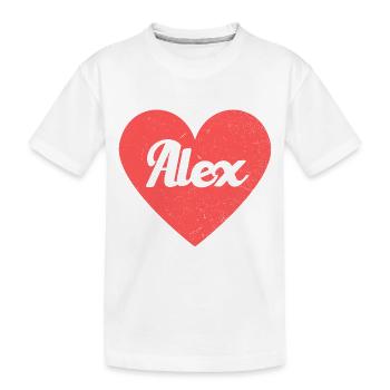 Alex Name Red Heart Love Fan Retro - Kids' Premium Organic T-Shirt - white - Front