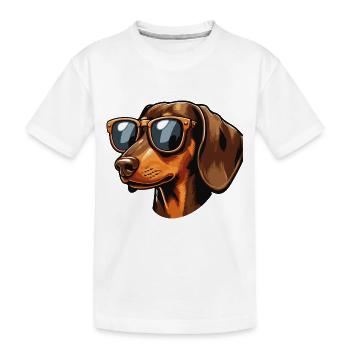 cooler Dackel mit Sonnenbrille Hundeliebe - Kinder Premium Bio T-Shirt - Weiß - Vorne