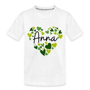 J’adore les cœurs d’Anna en vert - T-shirt bio Premium Enfant - blanc - Devant