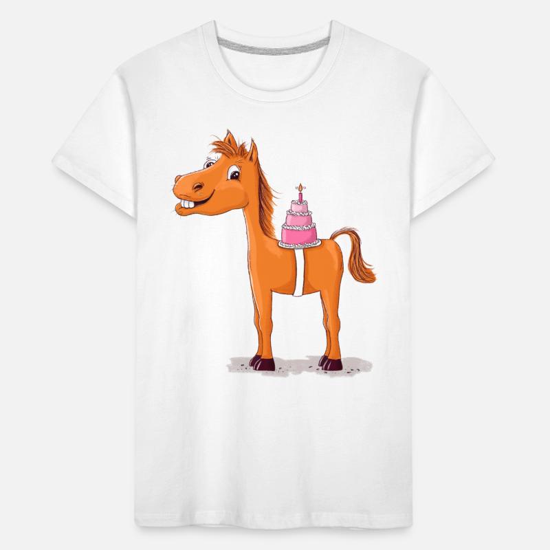Pferd oder Pony mit Geburtstagstorte Kinder Premium Bio T-Shirt
