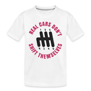 Les vraies voitures ne changent pas de vitesse par elles-mêmes - T-shirt bio Premium Enfant - blanc - Devant