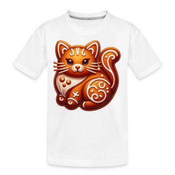 Chat en pain d’épice Chat en pain d’épice Noël - T-shirt bio Premium Enfant - blanc - Devant