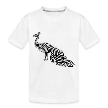 Pfau Tribal Tattoo - Kinder Premium Bio T-Shirt - Weiß - Vorne