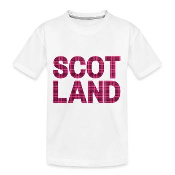 Schottland Tartan Schriftzug Dudelsack Highlands - Kinder Premium Bio T-Shirt - Weiß - Vorne