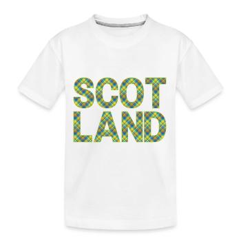 Schottland Tartan Schriftzug Dudelsack Highlands - Kinder Premium Bio T-Shirt - Weiß - Vorne