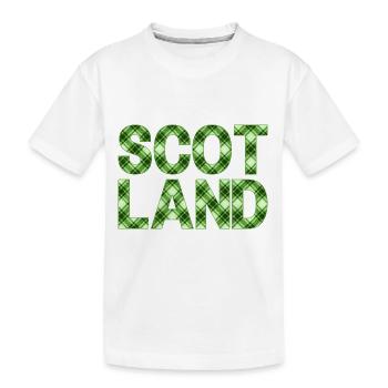 Schottland Tartan Schriftzug Dudelsack Highlands - Kinder Premium Bio T-Shirt - Weiß - Vorne