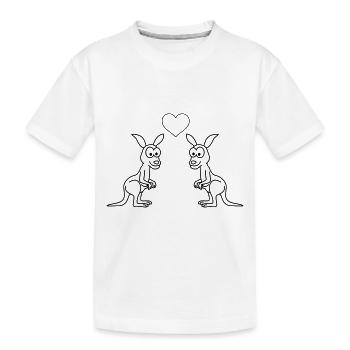 Kangaroo Comic Paar Liebe - Kinder Premium Bio T-Shirt - Weiß - Vorne