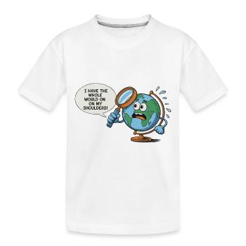 Lustig Geografie Die ganze Welt auf den Schultern - Kinder Premium Bio T-Shirt - Weiß - Vorne