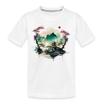 Temple chinois sur une falaise - T-shirt bio Premium Enfant - blanc - Devant