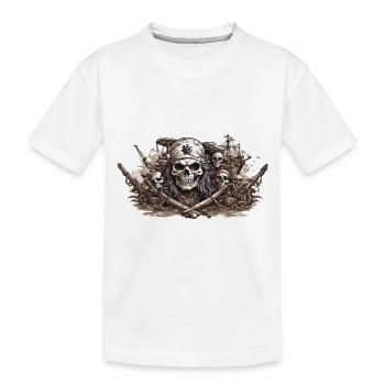 Halloween Piratenflagge Skull Freibeuter Design - Kinder Premium Bio T-Shirt - Weiß - Vorne