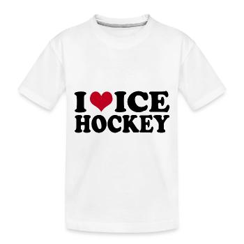 I Love Ice Hockey Eishockey - Kinder Premium Bio T-Shirt - Weiß - Vorne