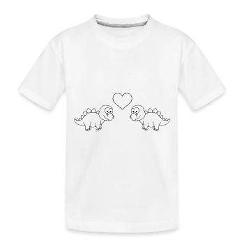 Dinosaure stegosaurus Paire Amour - T-shirt bio Premium Enfant - blanc - Devant
