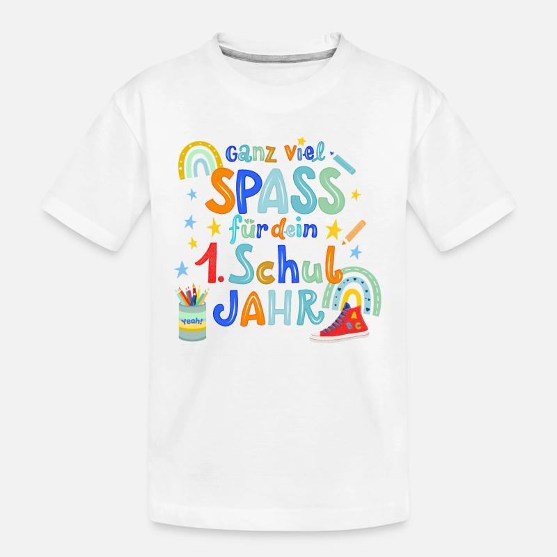 School, First Grade - Kids' Premium Organic T-Shirt - white