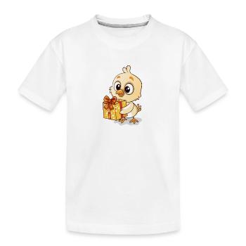Niedliches Küken packt Geschenk aus - Kinder Premium Bio T-Shirt - Weiß - Vorne