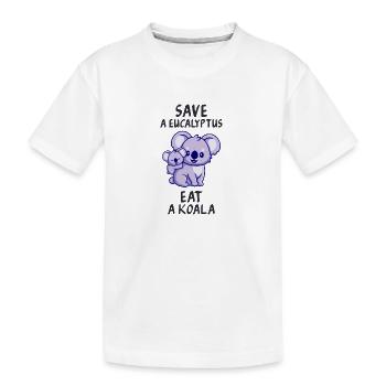 Retten Sie einen Eukalyptus, essen Sie einen Koala. - Kinder Premium Bio T-Shirt - Weiß - Vorne