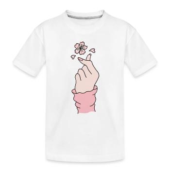 Coréen Doigt Coeur Fleur De Pêcher K-pop K-pop - T-shirt bio Premium Enfant - blanc - Devant